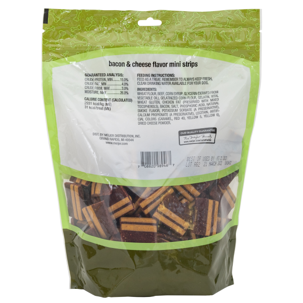 slide 4 of 5, Meijer Bacon & Cheese Flavor Mini Strips, For Dogs, 36 oz