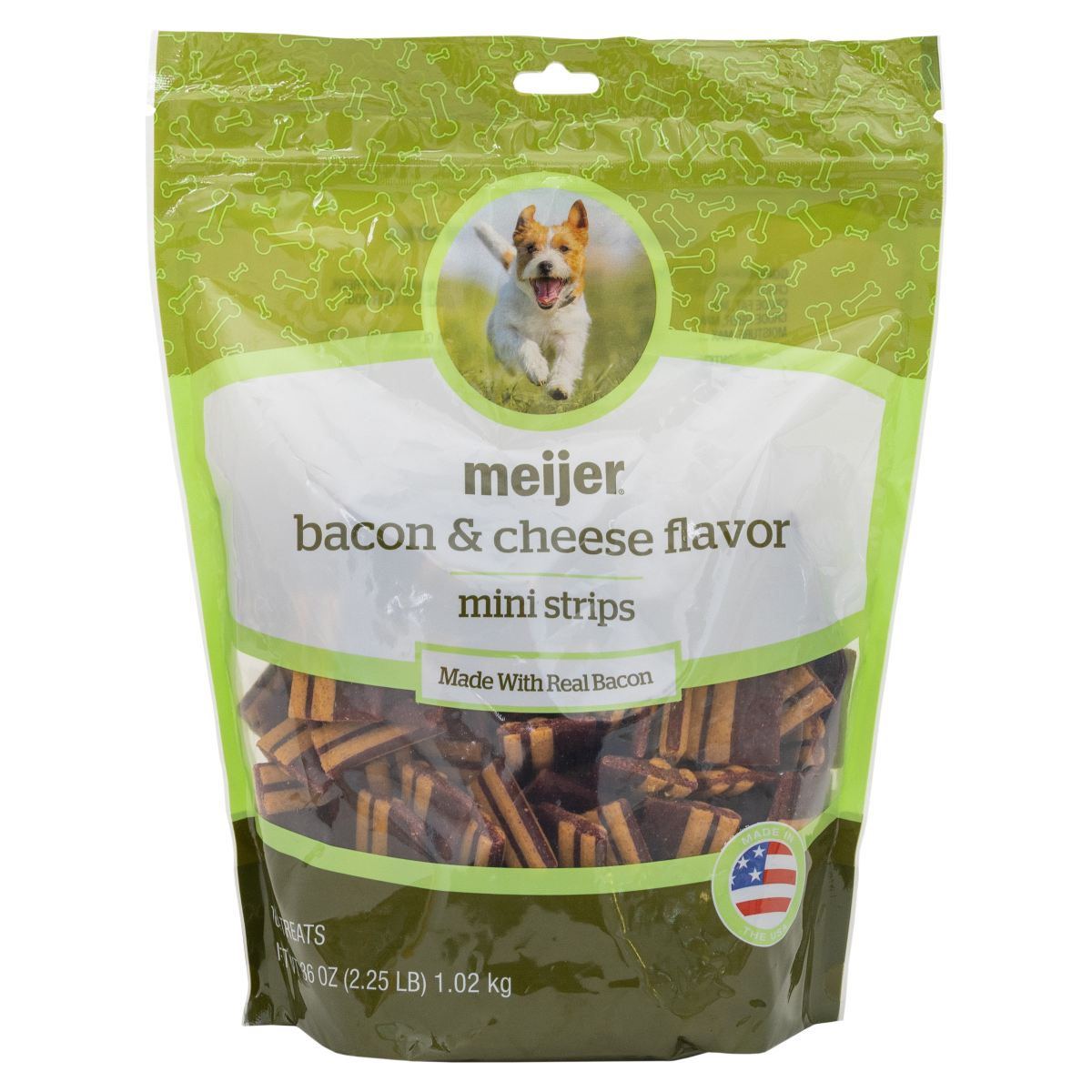 slide 1 of 5, Meijer Bacon & Cheese Flavor Mini Strips, For Dogs, 36 oz
