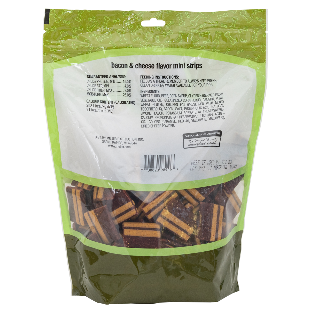 slide 5 of 5, Meijer Bacon & Cheese Flavor Mini Strips, For Dogs, 36 oz