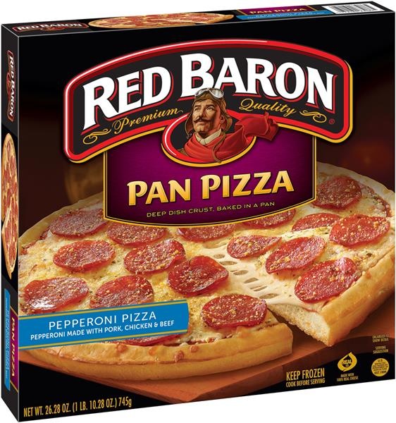 slide 1 of 4, Red Baron Pepperoni Pan Pizza, 26.28 oz