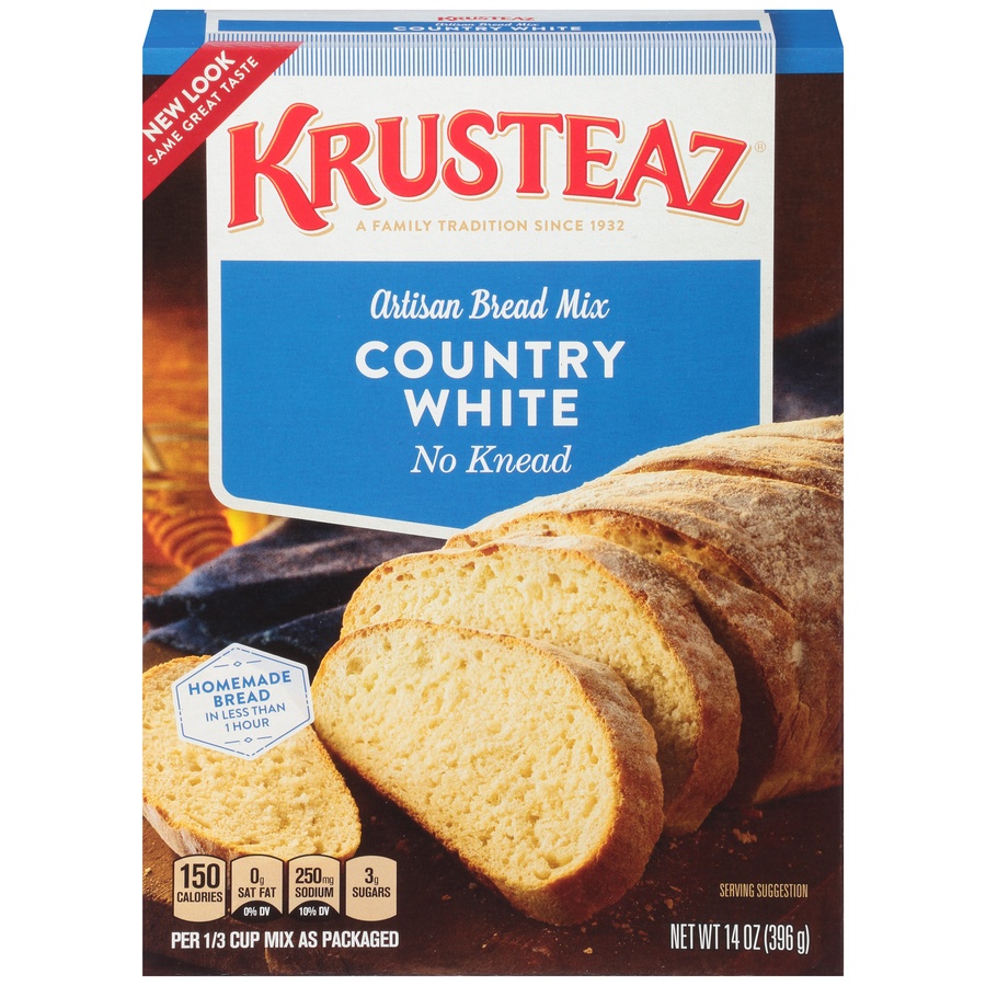 slide 1 of 1, Krusteaz No Knead Country White Artisan Bread Mix, 14 oz