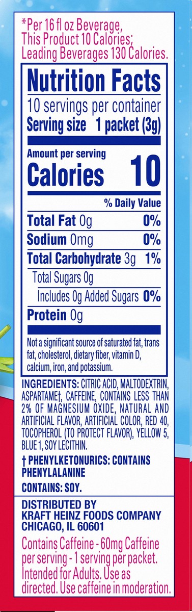 slide 14 of 14, Crystal Light Wild Strawberry Artificially Flavored Powdered Drink Mix with Caffeine, 10 ct On-the-Go-Packets, 10 ct