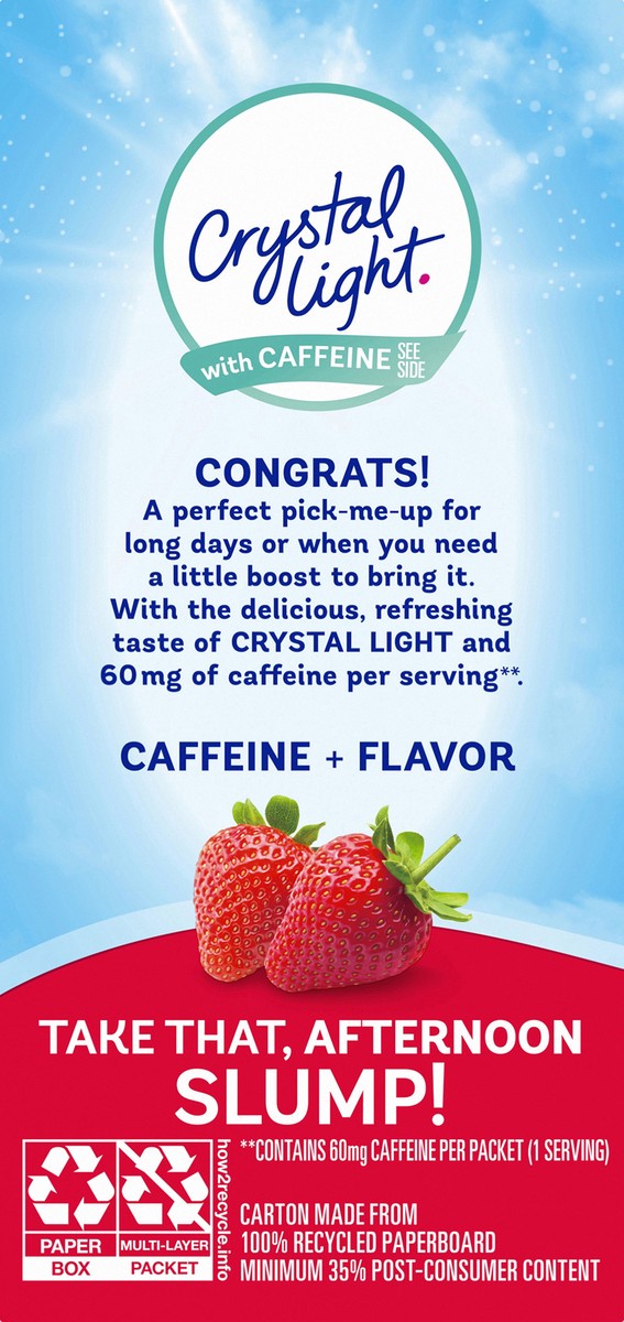 slide 13 of 14, Crystal Light Wild Strawberry Artificially Flavored Powdered Drink Mix with Caffeine, 10 ct On-the-Go-Packets, 10 ct