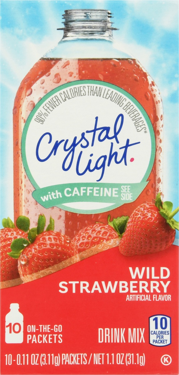 slide 8 of 10, Crystal Light Wild Strawberry Artificially Flavored Powdered Drink Mix with Caffeine On-the-Go-Packets, 10 ct; 0.11 oz
