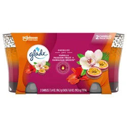 Glade Scented Candle Jar, Vanilla Passion Fruit & Hawaiian Breeze 2-in-1, Fragrance Infused with Essential Oils, 3.4 oz, Pack of 2