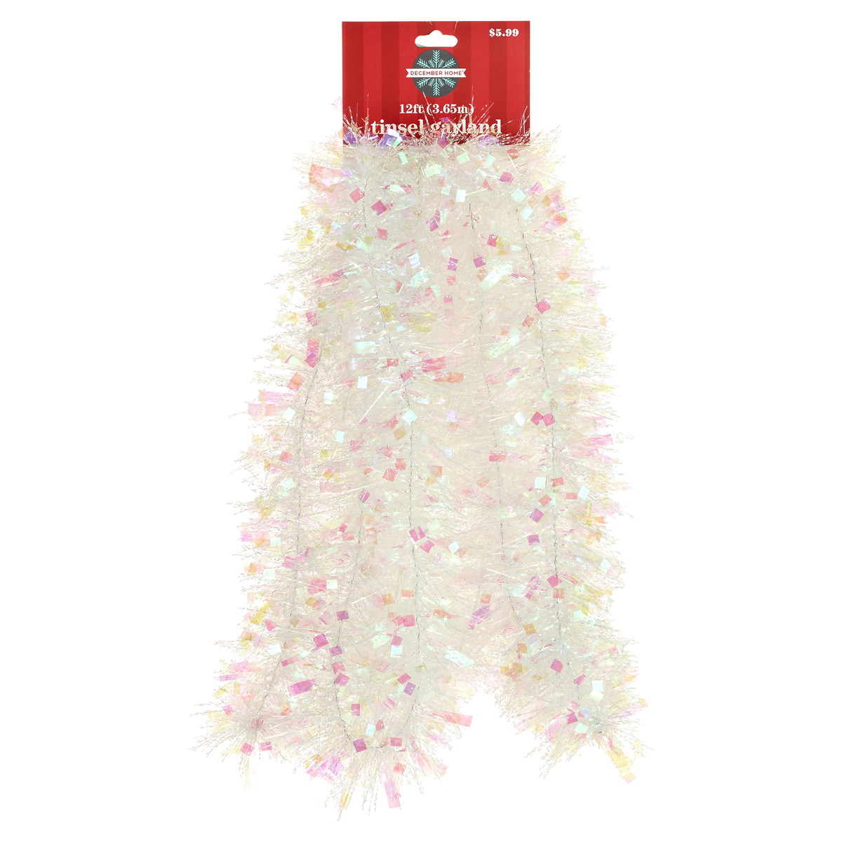 slide 1 of 1, December Home 12' Starburst White Garland, 1 ct