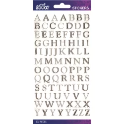 Sticko - Silver Foil Emb Goudy Small Alphabet - Stickers