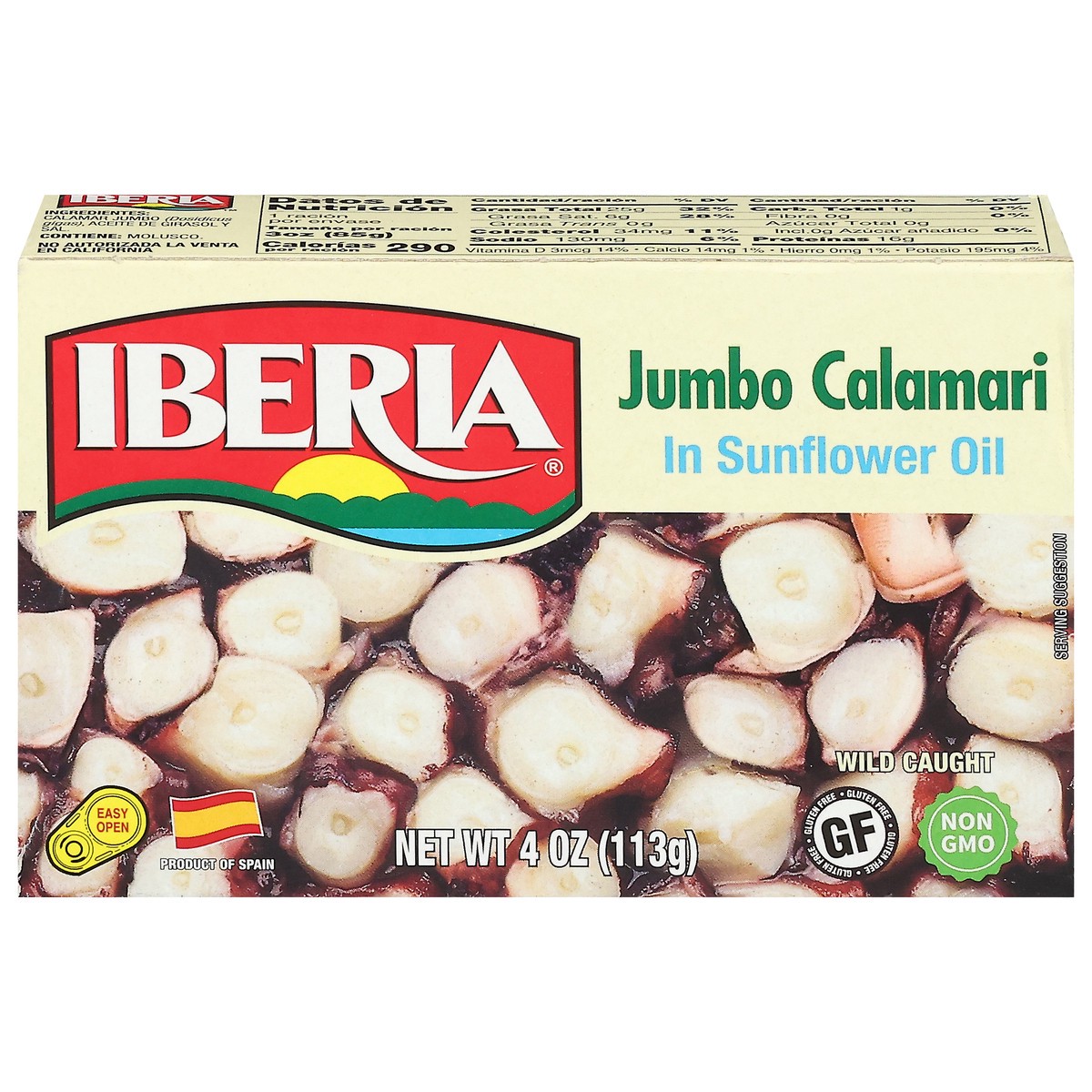 slide 1 of 1, Iberia Calamari in Sunflower Oil Jumbo 4 oz, 4 oz