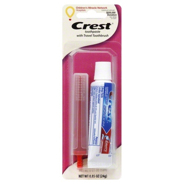 slide 1 of 1, Crest Convenience Valet Toothpaste With Travel Toothbrush, 0.85 oz