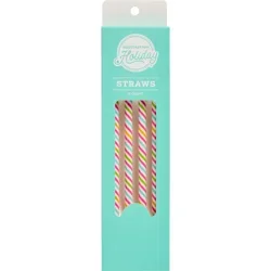 Destination Holiday Multi-Color Stripes Plastic Straws