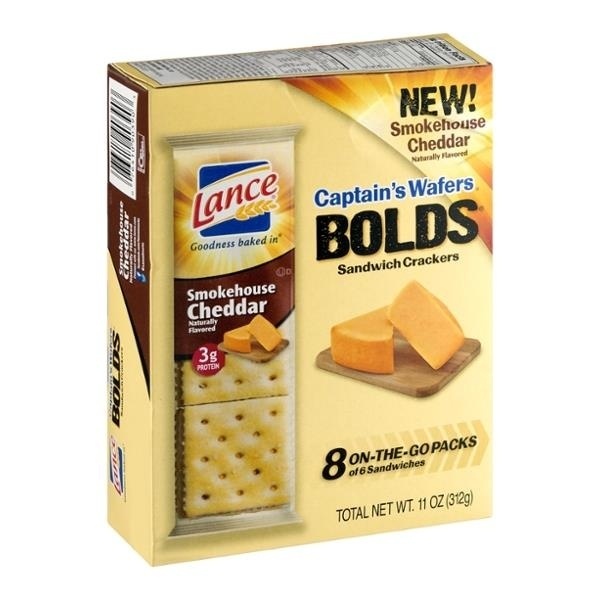 slide 1 of 1, Lance Bolds Smokehouse Cheddar Sandwich Crackers, 8 ct