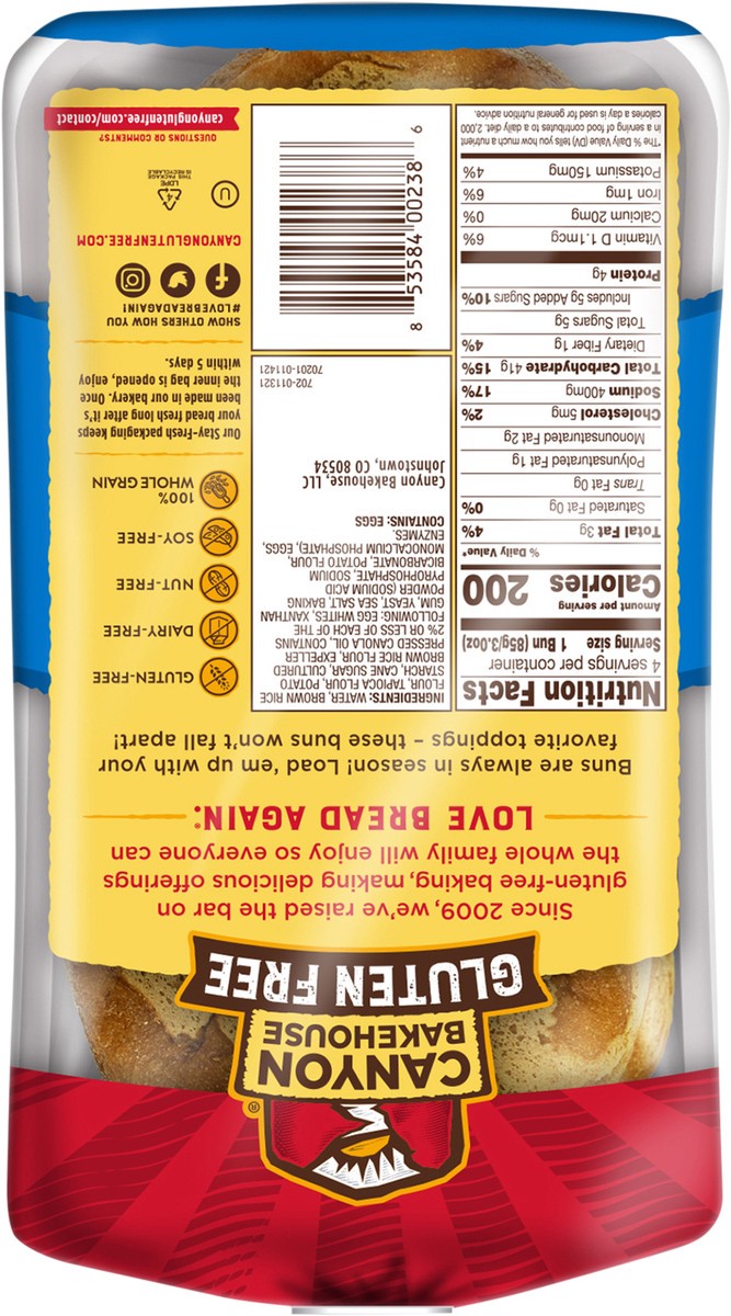 slide 8 of 8, Canyon Bakehouse Burger Buns, 12 oz