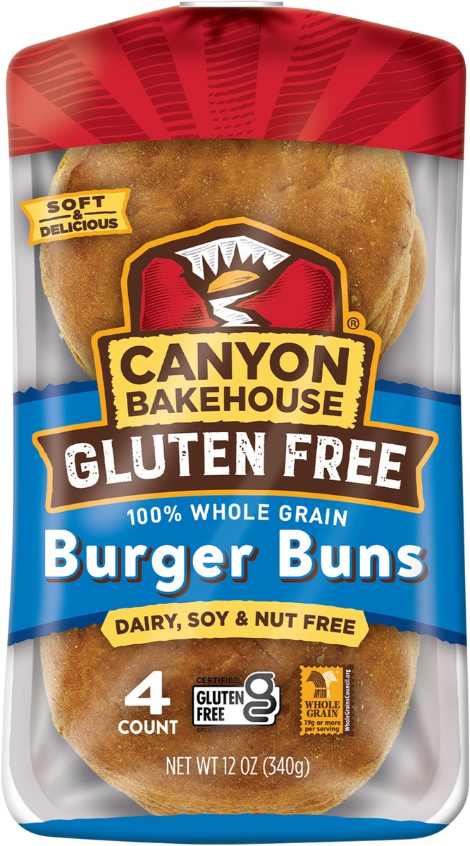 slide 4 of 8, Canyon Bakehouse Burger Buns, 12 oz