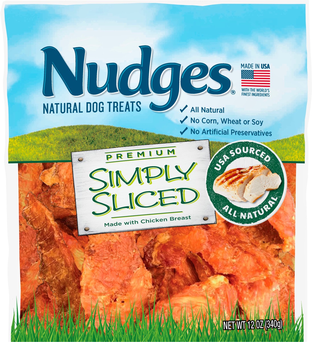 slide 8 of 9, Nudges Simply Sliced Premium Chicken Breast Dog Treats 12 oz, 340.19 g