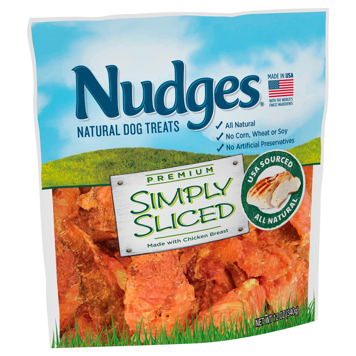 slide 3 of 9, Nudges Simply Sliced Premium Chicken Breast Dog Treats 12 oz, 340.19 g