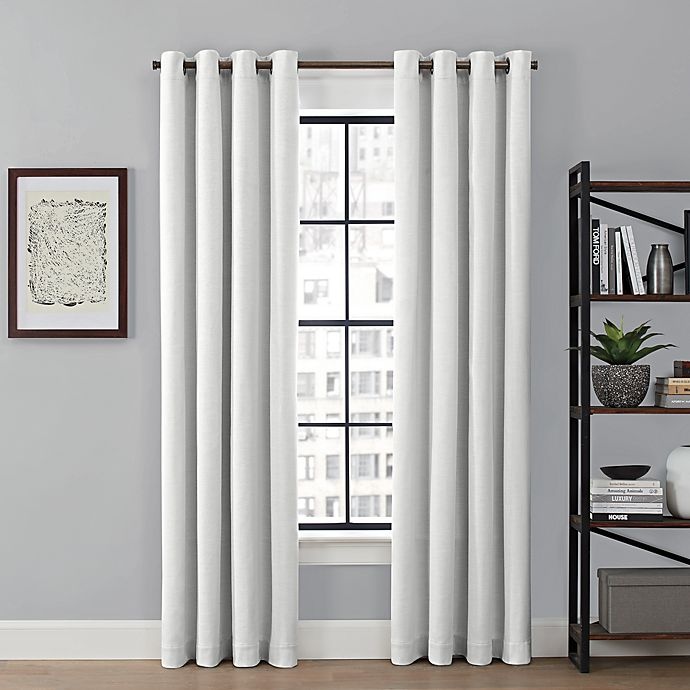 slide 1 of 5, Brookstone Saville Grommet 100% Blackout Window Curtain Panel - White, 84 in