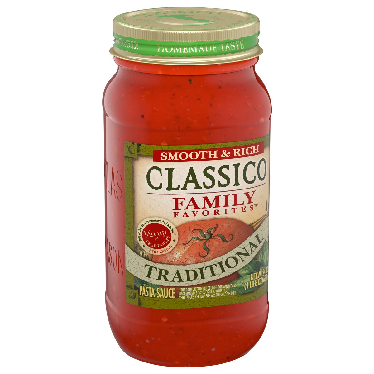 slide 2 of 9, Classico Family Favorites Traditional Smooth & Rich Pasta Sauce, 24 oz. Jar, 24 oz
