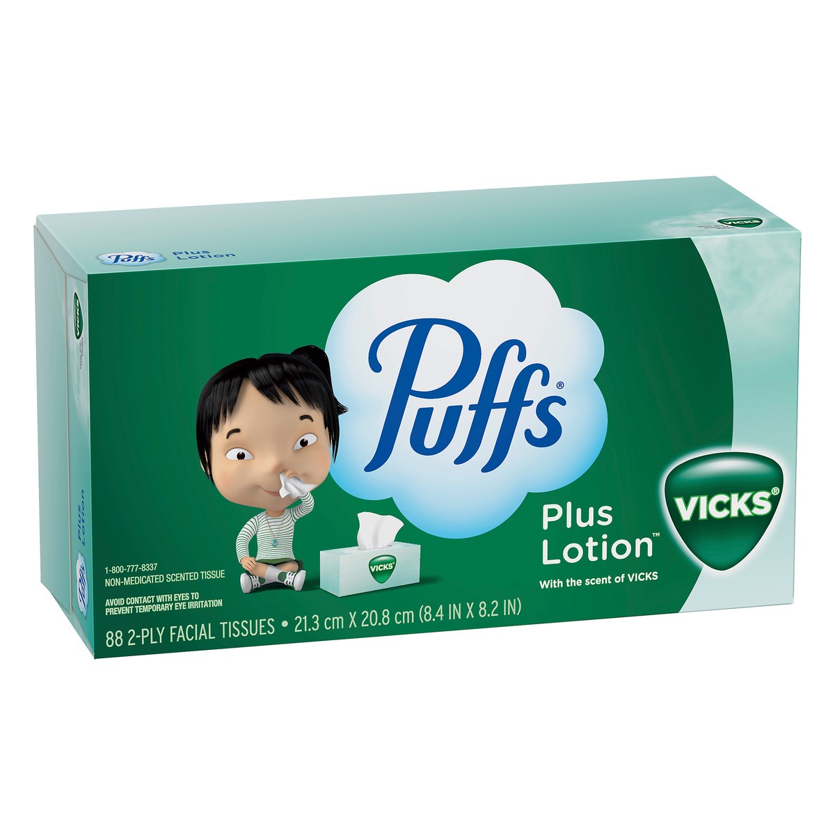 slide 7 of 7, Puffs Plus Lotion with the Scent of Vick's Facial Tissues, 1 Family Size Box, 88 Tissues Per Box, 88 ct