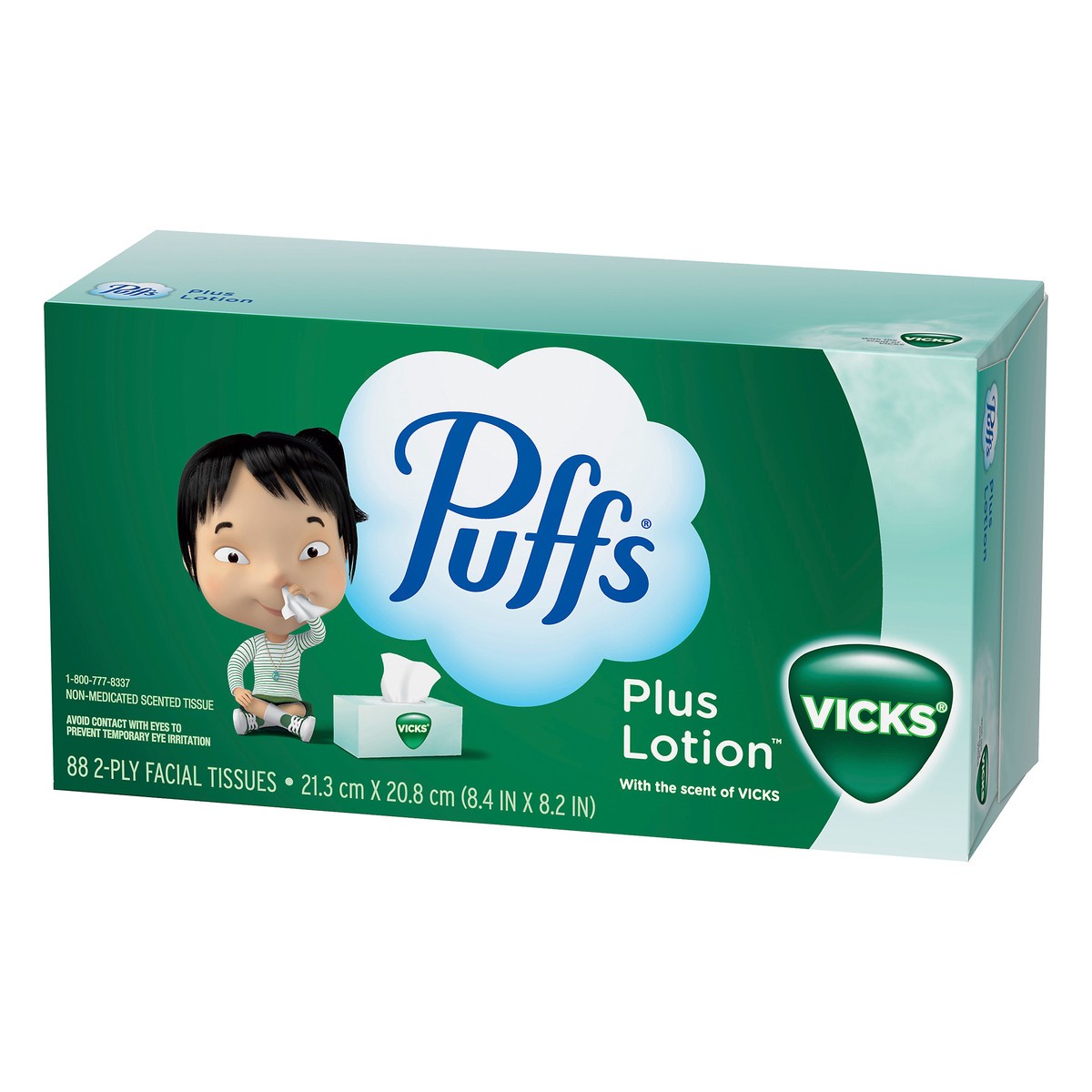 slide 5 of 7, Puffs Plus Lotion with the Scent of Vick's Facial Tissues, 1 Family Size Box, 88 Tissues Per Box, 88 ct