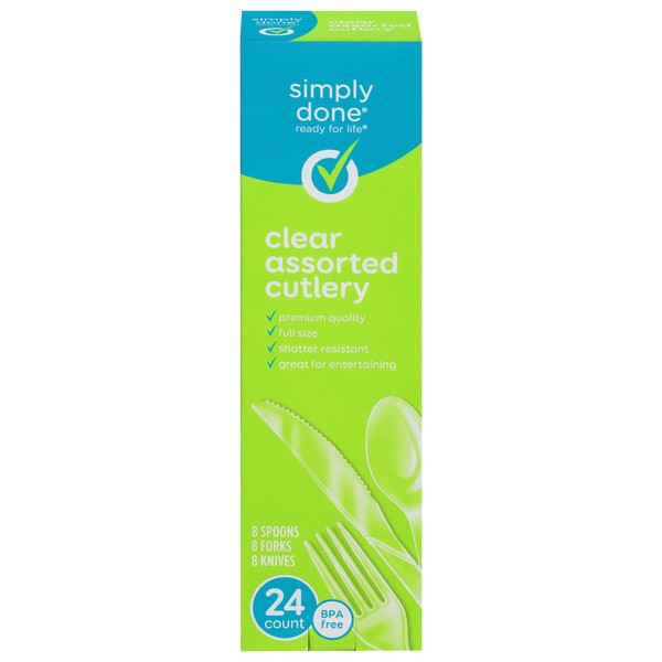 slide 1 of 9, Simply Done Clear Assorted Cutlery 24 ea, 24 ct