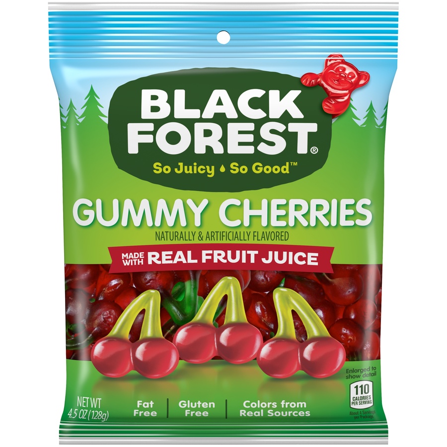 slide 1 of 2, Black Forest Gummy Cherries, 4.5 oz