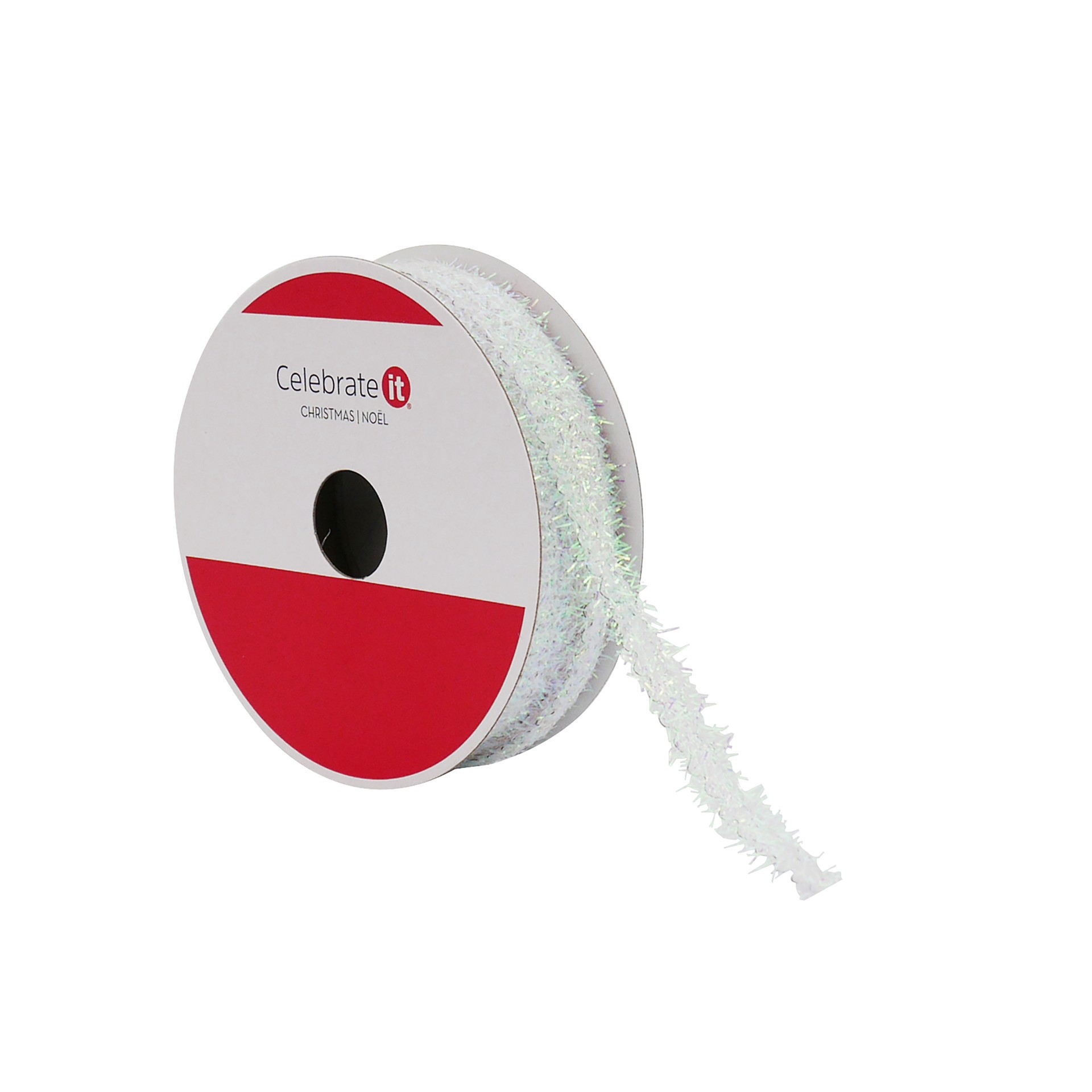slide 2 of 3, 2/5" X 40ft. White Tinsel Wired Trim Ribbon By Celebrate It, 0.4 in x 30 ft