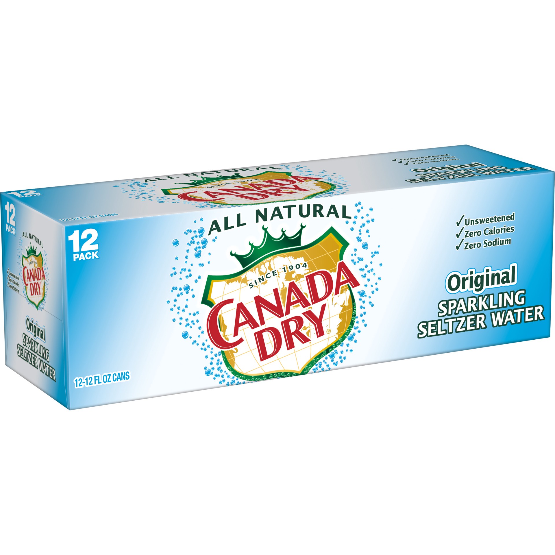 slide 4 of 5, Canada Dry Original Sparkling Seltzer Water, 12 fl oz cans, 12 pack, 12 ct
