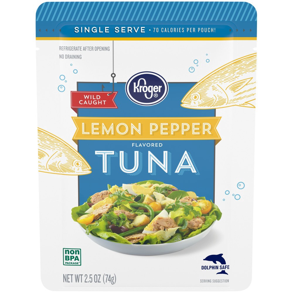 slide 3 of 4, Kroger Wild Caught Lemon Pepper Flavored Tuna Pouch, 2.5 oz