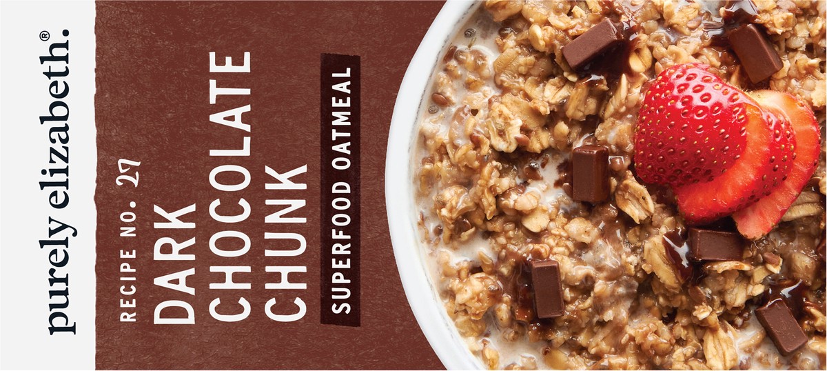 slide 3 of 9, Purely Elizabeth Dark Chocolate Chunk Superfood Oatmeal with Prebiotic Fiber Multipack 1.52 oz, 6 ct