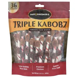 Ruff & Whiskerz Triple Kabobz Treats for Dogs - 36 ea