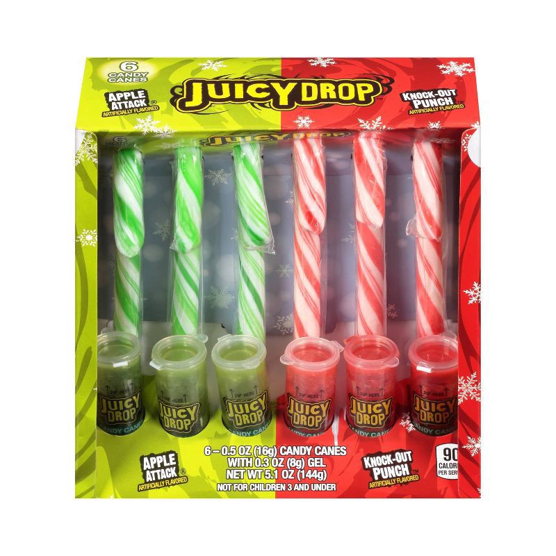 slide 1 of 3, JuicyDrop Candy Canes - 6 Count, 5.1 oz