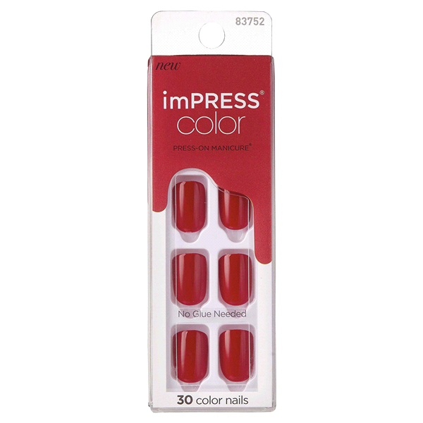 slide 1 of 2, imPRESS Color Press-On Nails, Reddy Or Not, 30 ct