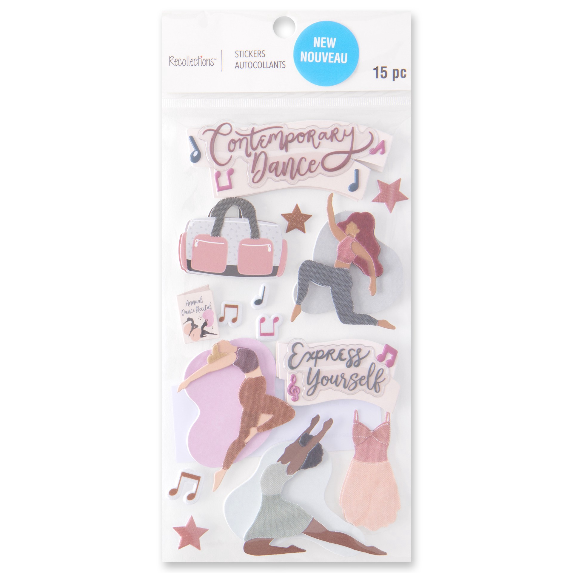 slide 5 of 5, Contemporary Dance Dimensional Stickers By Recollections, 3.88 in x 7.25 in