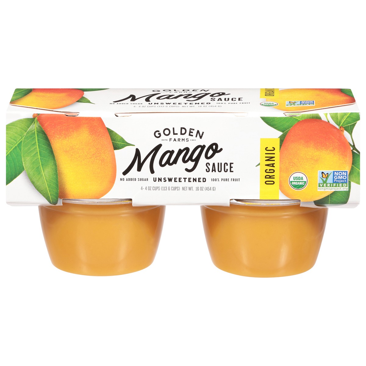 slide 1 of 14, Golden Farms Organic Unsweetened Mango Sauce 4 - 4 oz Cups, 4 ct