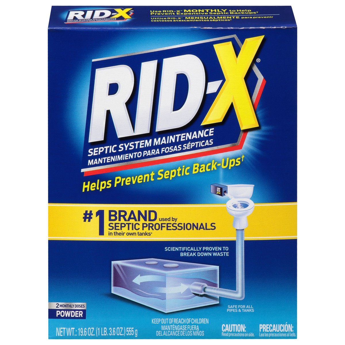 slide 1 of 12, RID-X Septic Tank Treatment, 2 Month Supply Of Powder, 19.6oz, 100% Biobased, 19.6 oz