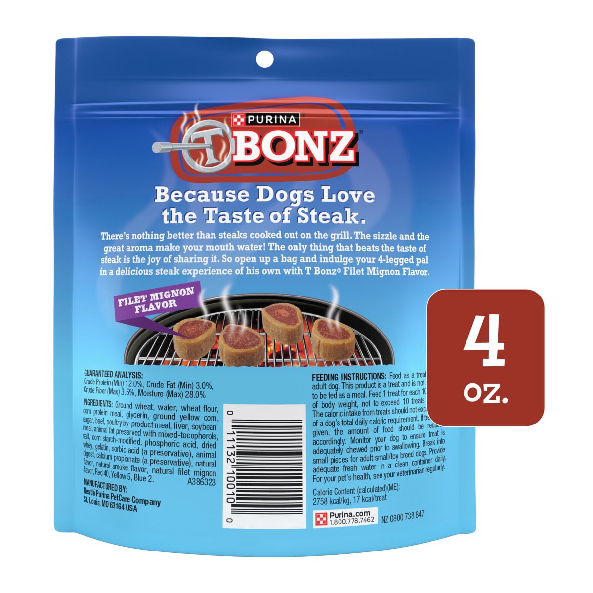 slide 11 of 21, T Bonz Steak-Shaped Filet Mignon Flavor Dog Treats 4 oz, 4 oz