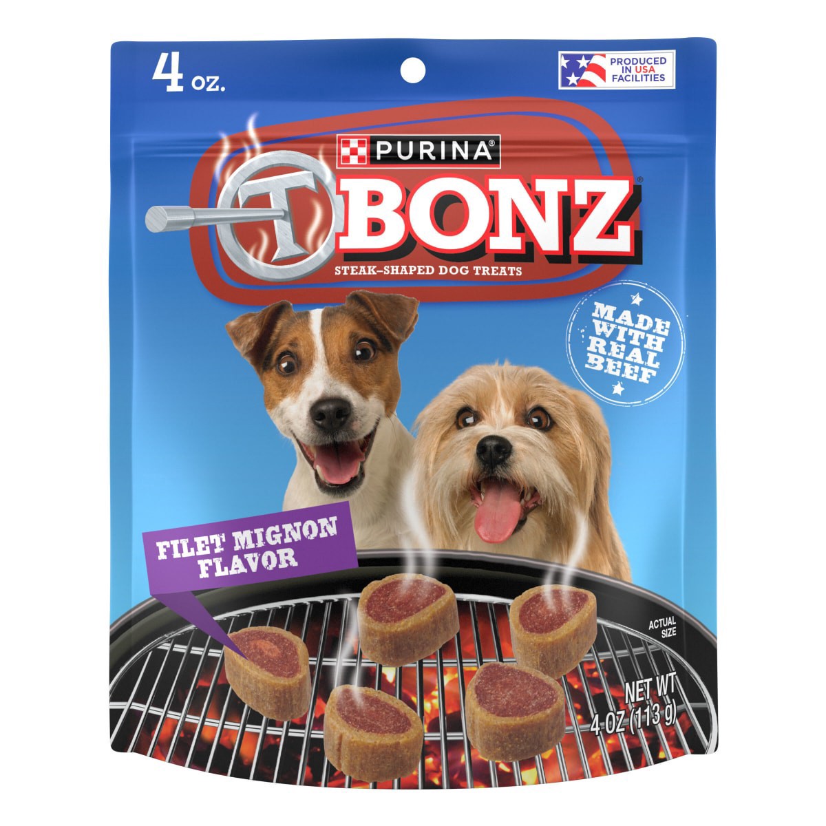 slide 1 of 21, T Bonz Steak-Shaped Filet Mignon Flavor Dog Treats 4 oz, 4 oz