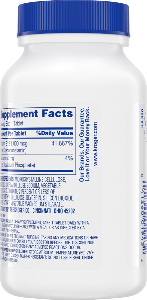 slide 3 of 3, Kroger Vitamin B12 Coated Tablets, 200 ct