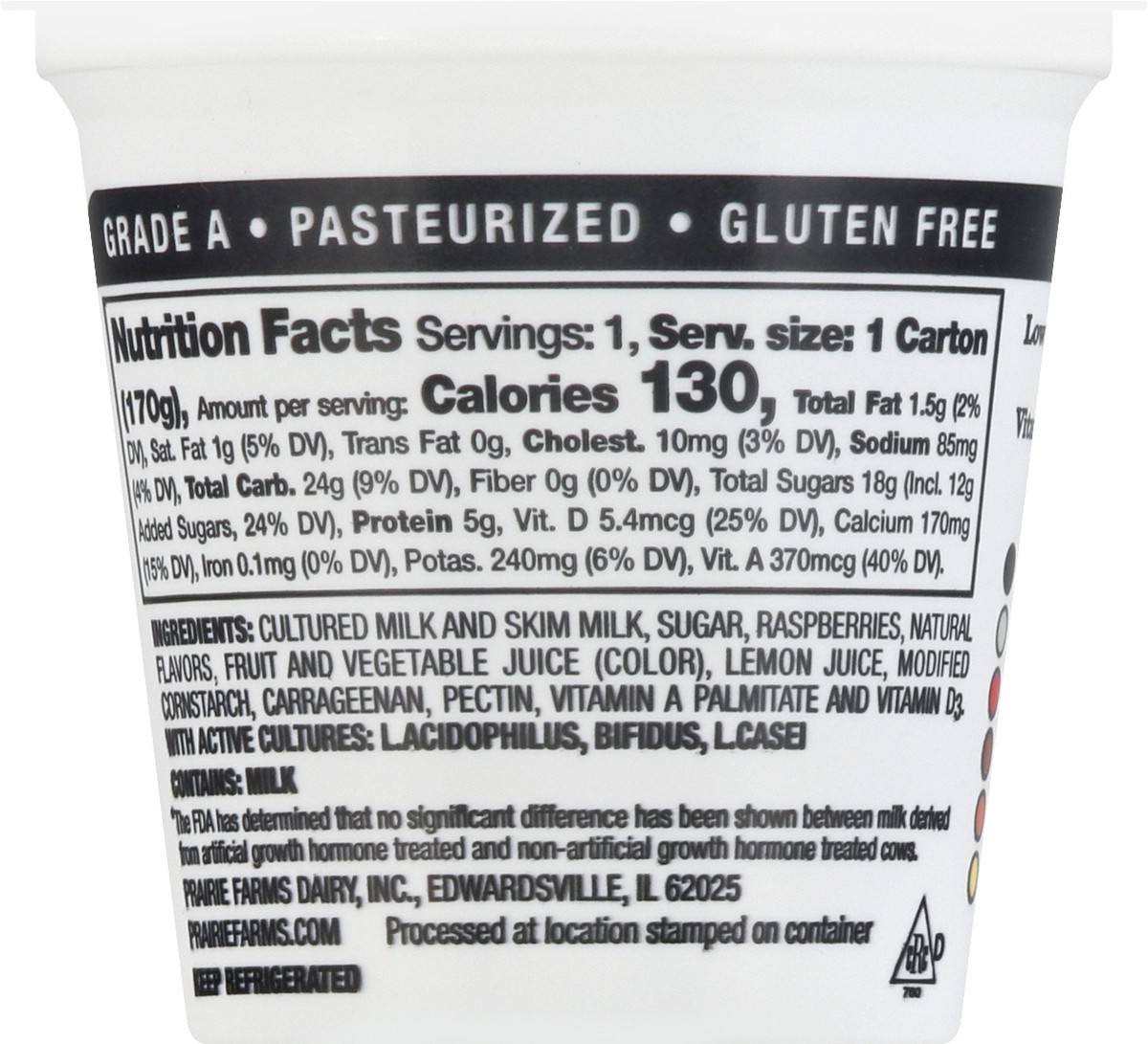 slide 8 of 9, Prairie Farms Lowfat Blended Raspberry Yogurt 6 oz, 6 oz