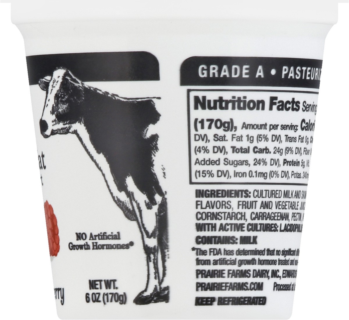 slide 6 of 9, Prairie Farms Lowfat Blended Raspberry Yogurt 6 oz, 6 oz