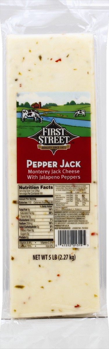 slide 3 of 6, First Street Pepper Jack Cheese Loaf, 5 lb