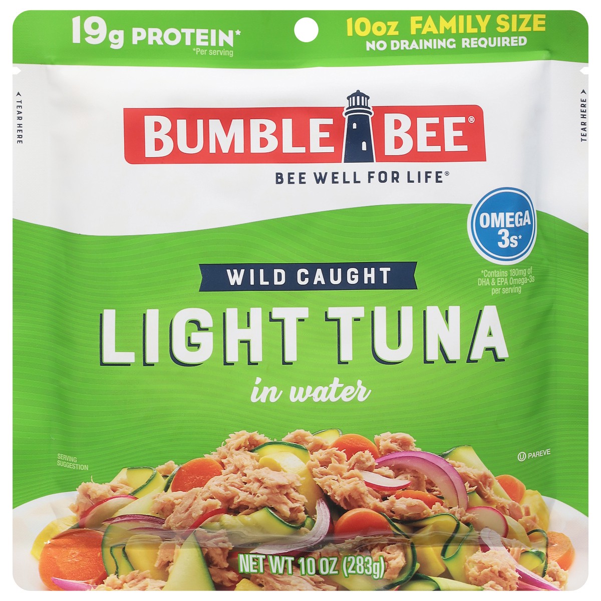 slide 1 of 11, Bumble Bee Wild Caught Light Tuna in Water Family Size 10 oz, 10 oz