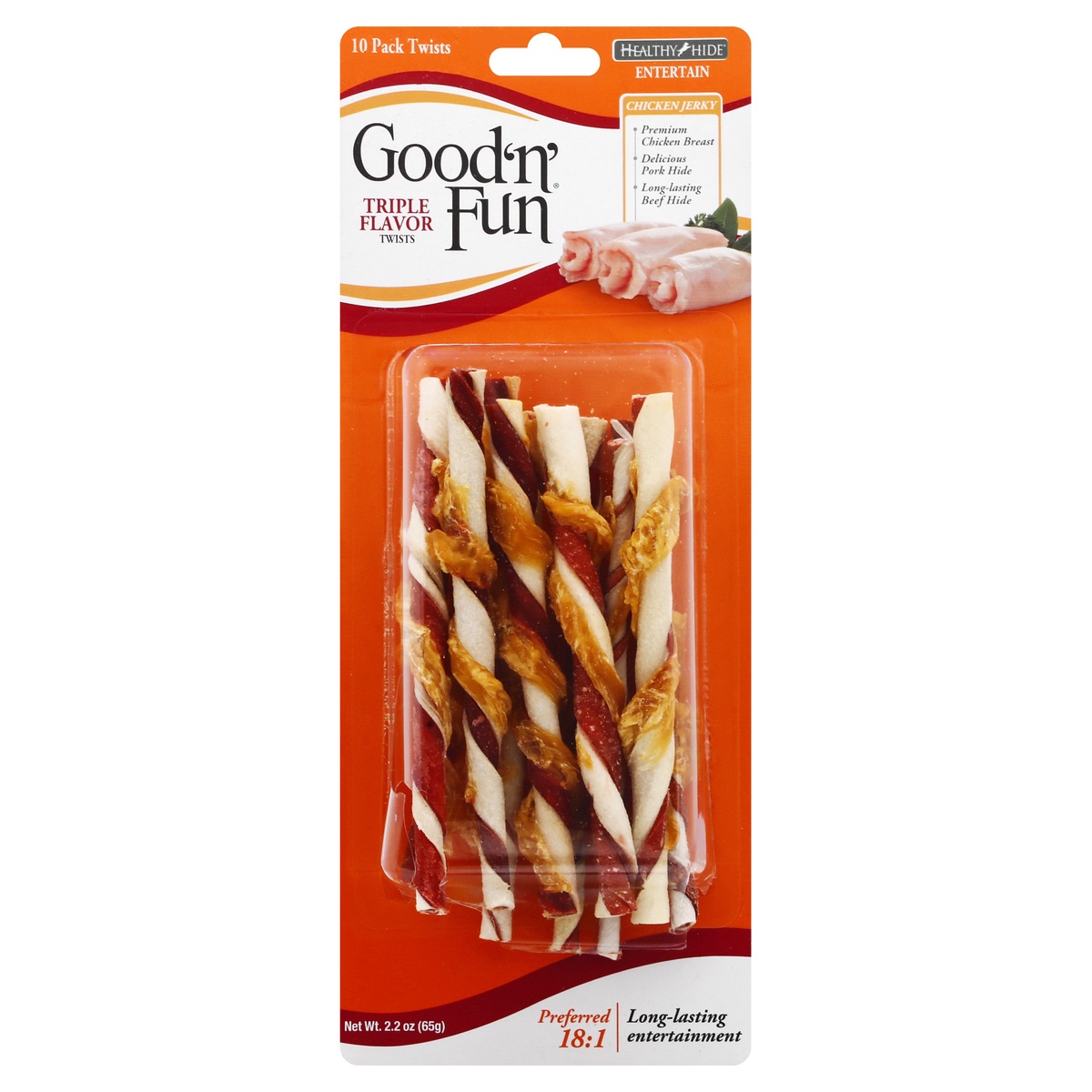 slide 1 of 9, Good 'n' Fun Gourmet Twists Triple Flavor Dog Treats 10 ea, 10 ct