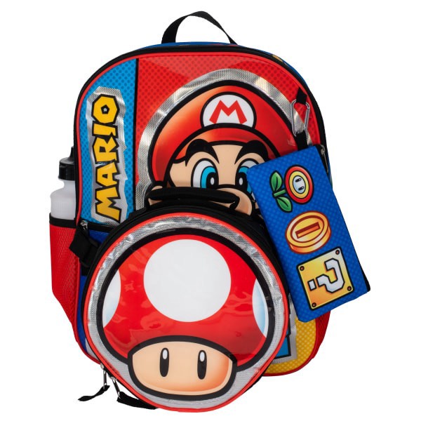 slide 2 of 4, Accessory Innovations Super Mario Brothers 5-Piece Backpack Set, Red/Blue, 1 ct