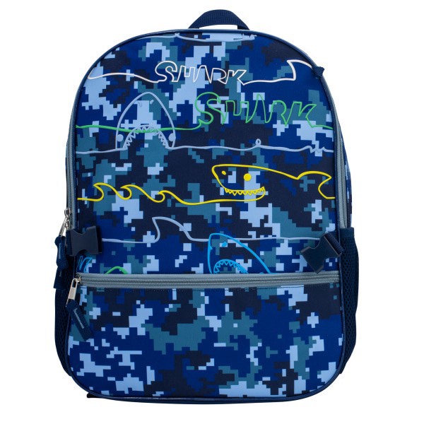 slide 2 of 4, Accessory Innovations Shark Zone 3-Piece Backpack Set With 16"" Backpack, Lunch Box, Carabiner And Pencil Case, Blue, 3 pc