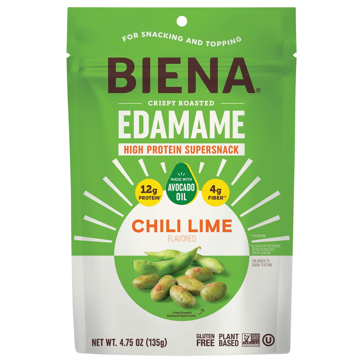 slide 2 of 2, Biena 4.75oz Roasted Edamame Chili Lime, 4.75 oz