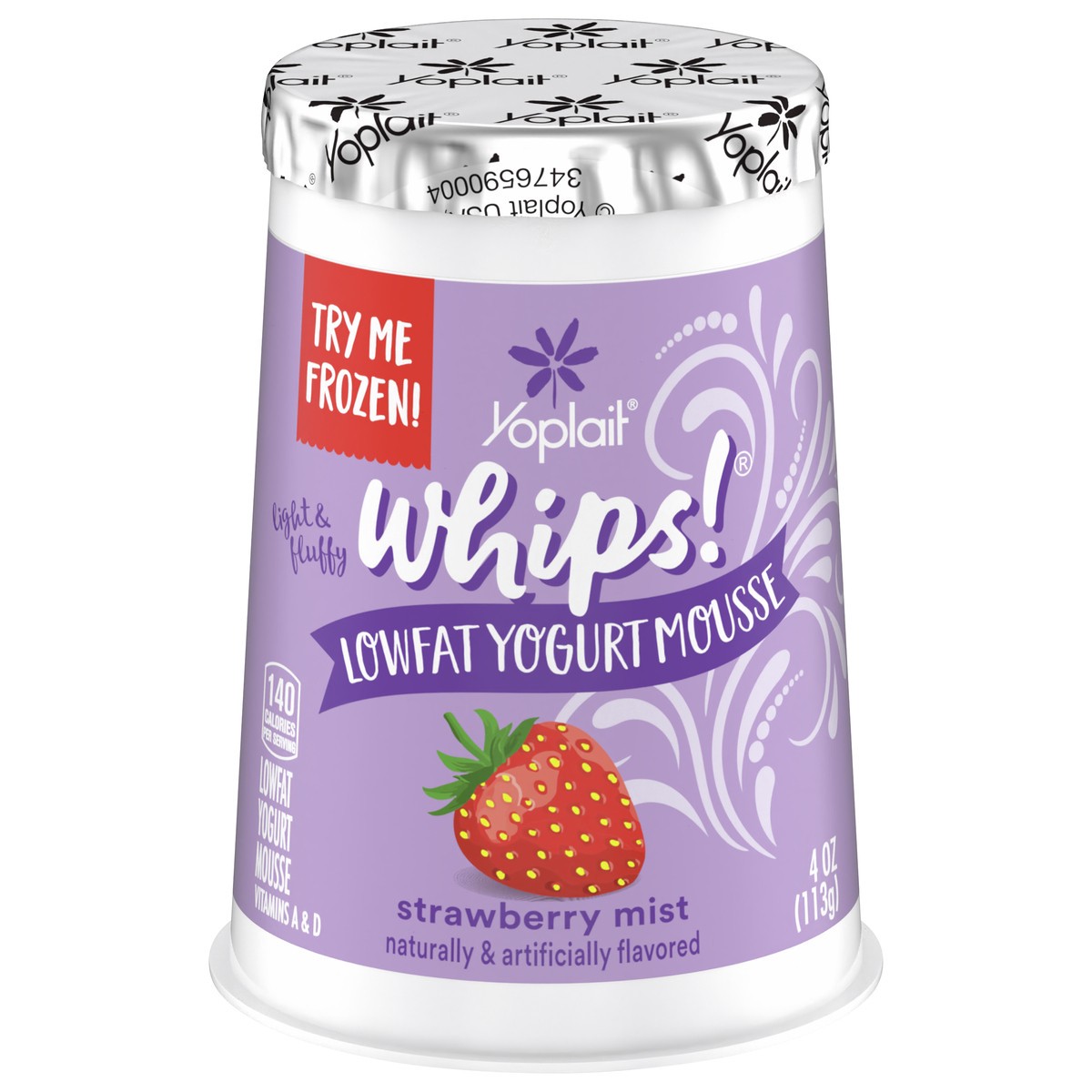 slide 1 of 9, Yoplait Whips Lowfat Yogurt Mousse, Strawberry Mist Flavored, Gluten Free Snack, 4 OZ Yogurt Cup, 4 oz