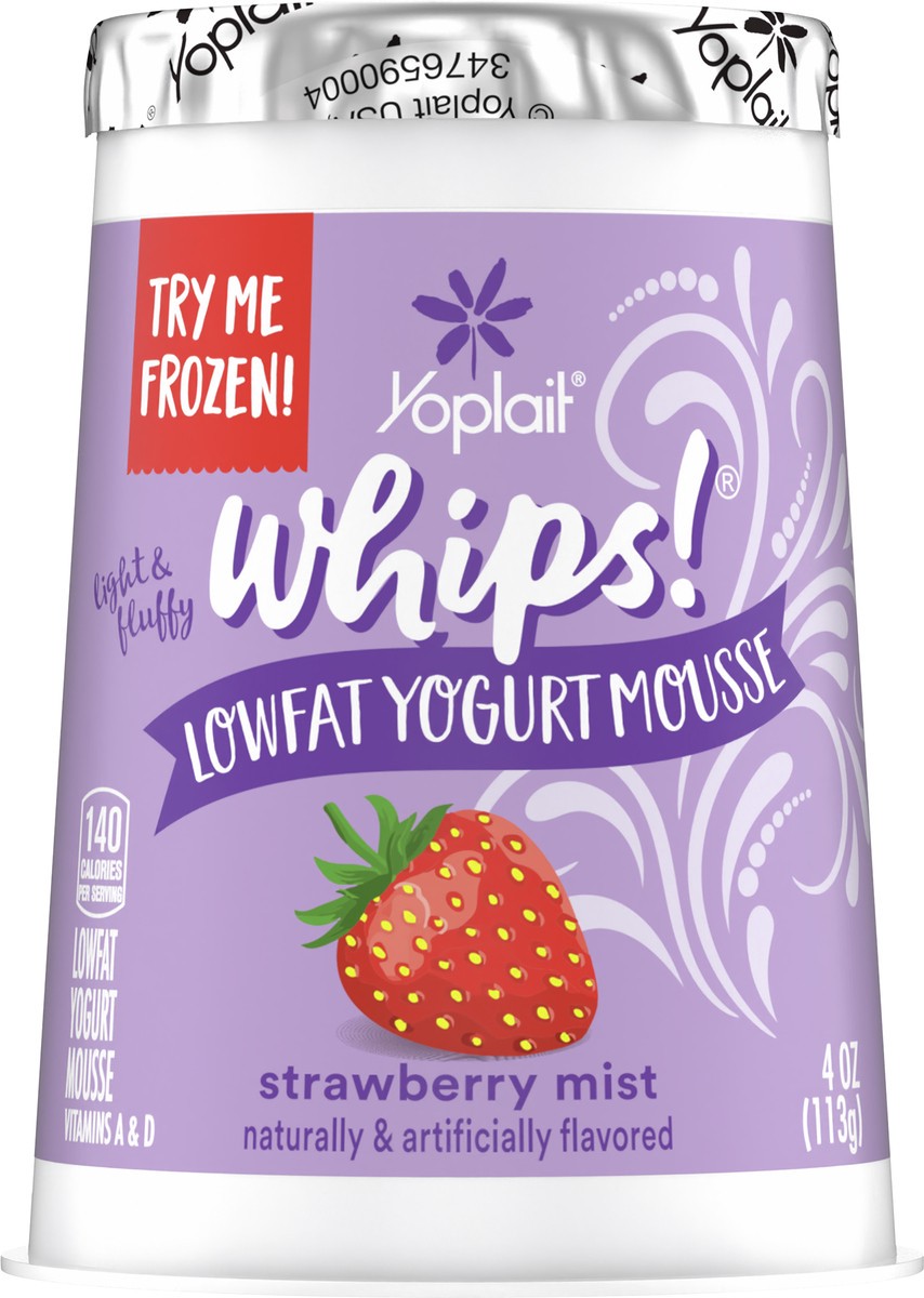 slide 6 of 9, Yoplait Whips Lowfat Yogurt Mousse, Strawberry Mist Flavored, Gluten Free Snack, 4 OZ Yogurt Cup, 4 oz