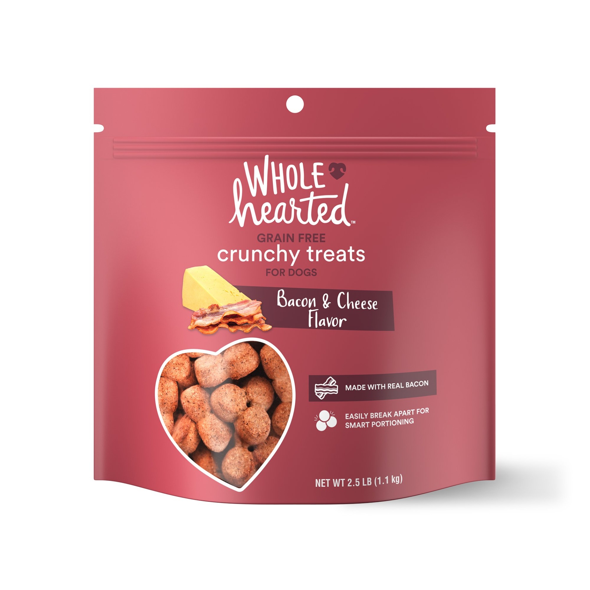 slide 1 of 1, WholeHearted Grain free Bacon/Cheese Dog Treats, 44 oz