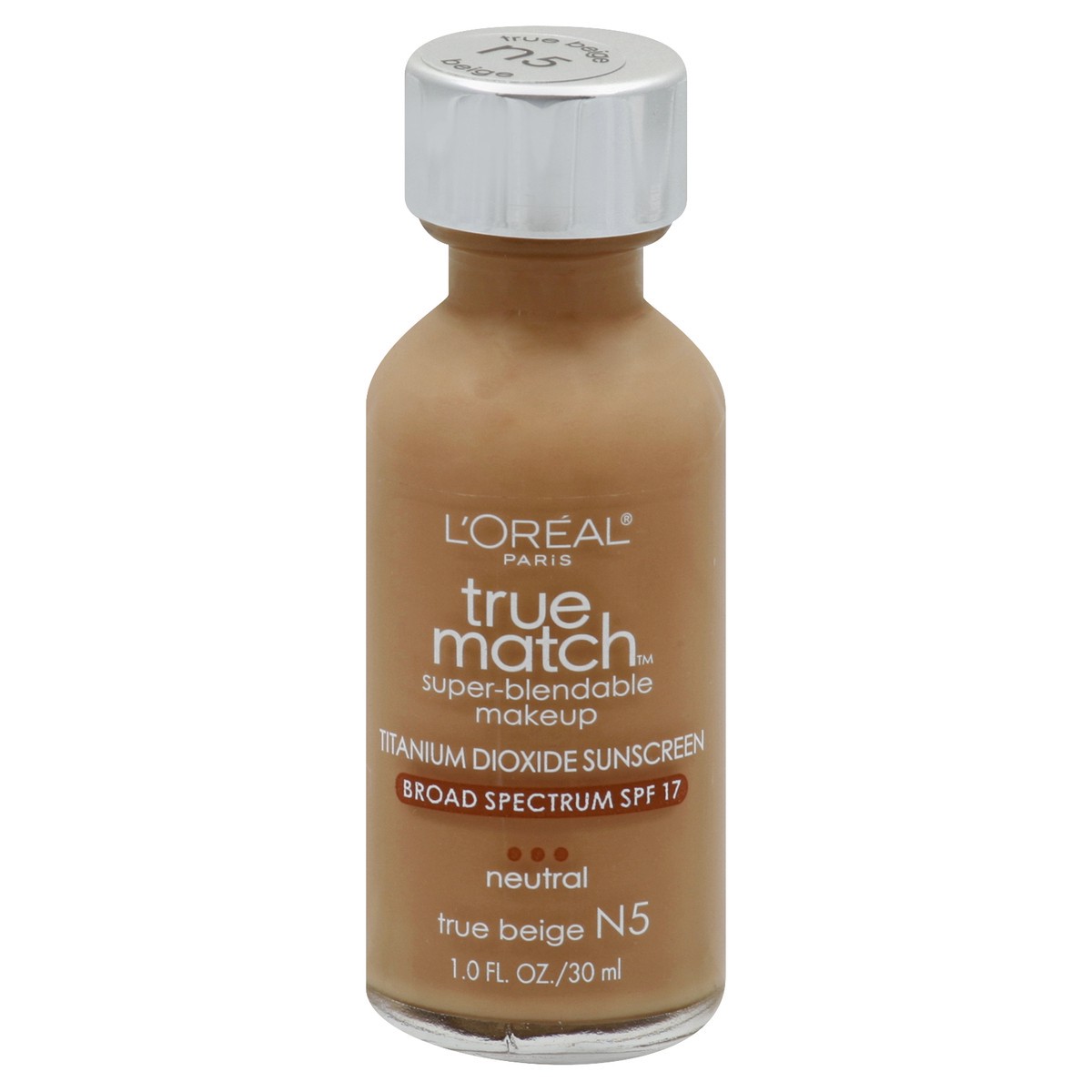 slide 7 of 7, L'Oréal L'Oreal Paris True Match Super-Blendable Foundation Makeup with SPF 17 - N5 True Beige - 1 fl oz, 1 fl oz